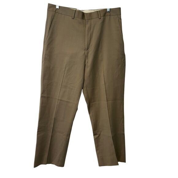 Kenneth Cole 100% Wool Dress Pants Size 34x28 Men's Tan‎ Straight Leg Trousers - Picture 1 of 6